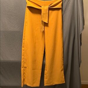 Yellow Wide-Leg Pants with Tie Waist by mosaic and company